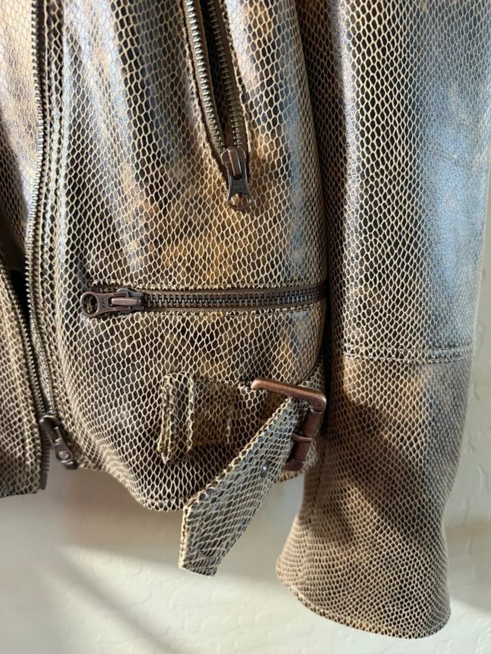 Women's Free People Snake Print Faux Leather Motorcycle Jacket